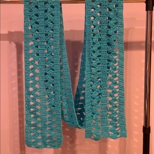 Handmade Crochet Teal Scarf 11' Long